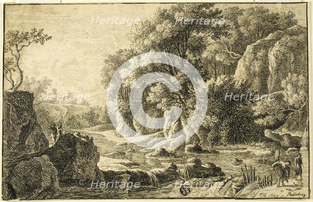 River Landscape with Figures, n.d. Creator: George Frederick Rosenberg.