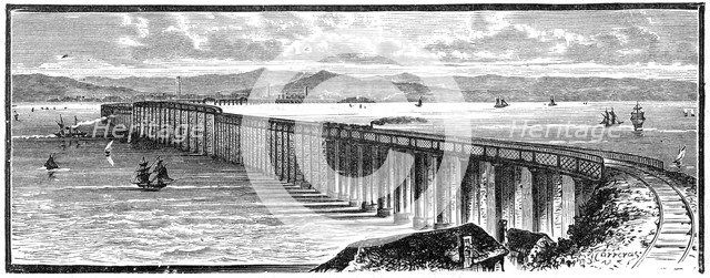 The first Tay Bridge from the south, Scotland, 1900. Artist: Unknown
