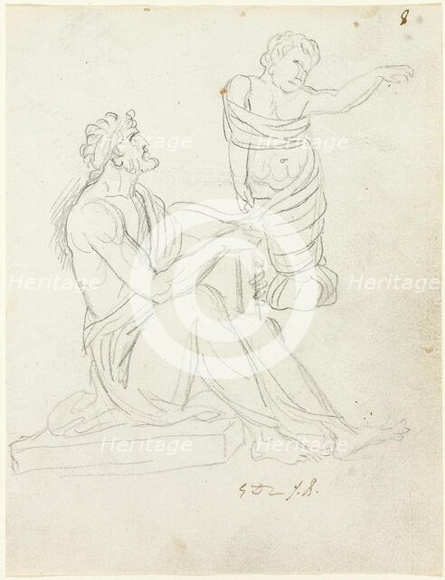 Seated Man and Swaddled Baby, c. 1810. Creator: Jacques-Louis David.