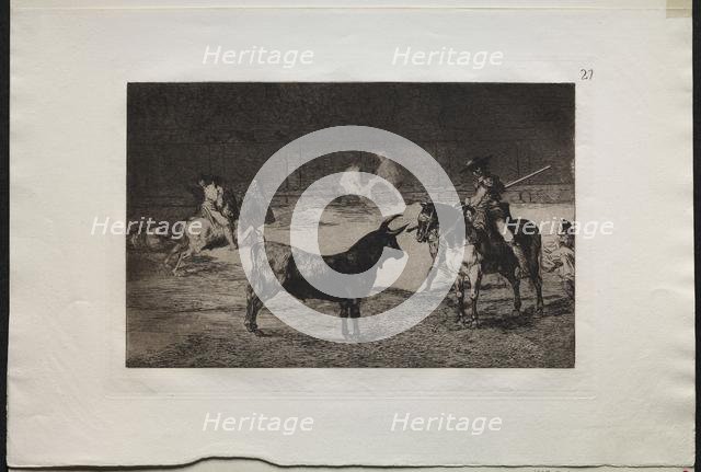 Bullfights: The Celebrated Picador, Fernando del Toro, Draws the Fierce Beast on..., 1876. Creator: Francisco de Goya (Spanish, 1746-1828).