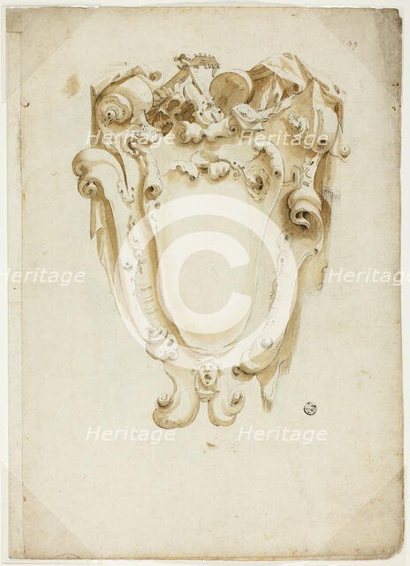 Design for Escutcheon, with Musical Instruments, n.d. Creator: Unknown.