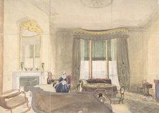 Drawing Room with Seated Woman, 1848. Creator: Anon.