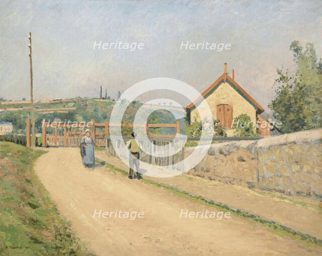 The Railway Crossing at Les Pâtis near Pontoise, 1873-1874. Creator: Pissarro, Camille (1830-1903).