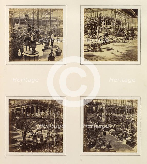 [View From Music Court to South Transept; View in Tropical Department; View of the Egy..., ca. 1859. Creator: Attributed to Philip Henry Delamotte.