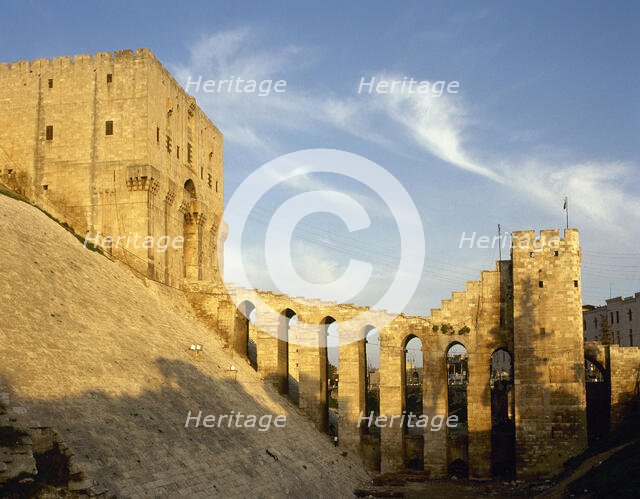 Citadel of Aleppo, Syria, medieval fortified, built 3rd millenium BC-12th century AD (2001).  Creator: LTL.