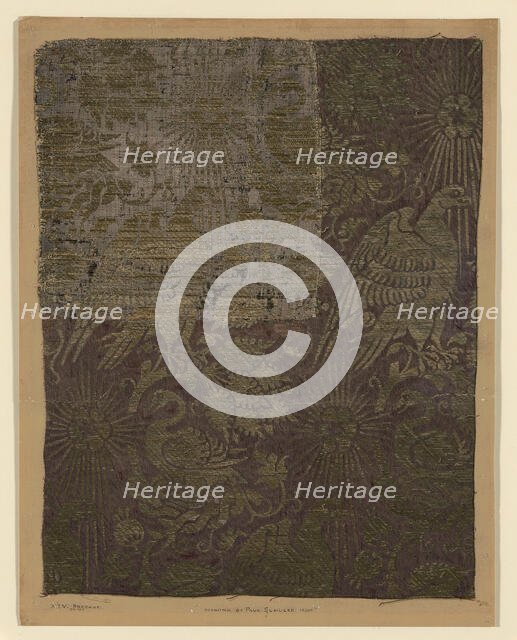 Fragment Supplemented with Drawing, Italy, 14th century and 19th century. Creator: Paul Schultze.