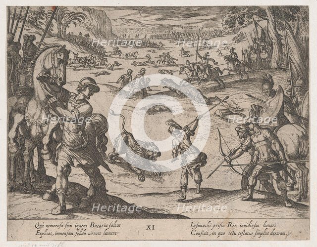 Plate 11: Alexander's Lion Hunt, from The Deeds of Alexander the Great, 1608., Creator: Antonio Tempesta.