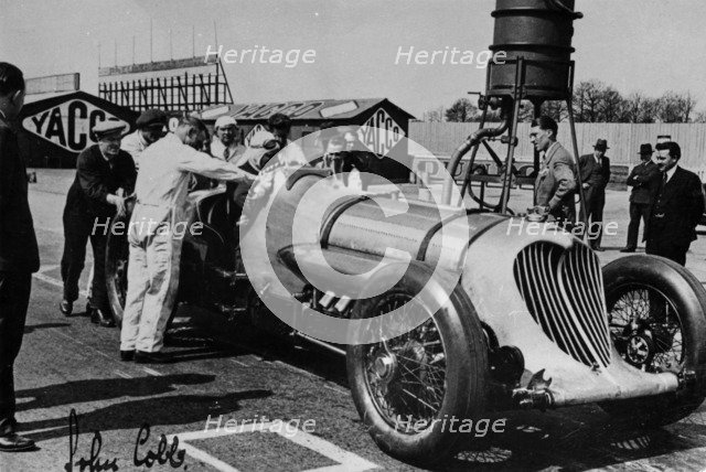 John Cobb in his Napier-Railton, 1933. Artist: Unknown