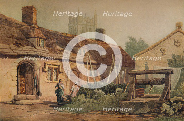 'Cottages at Glastonbury', c1819. Artist: Samuel Prout.