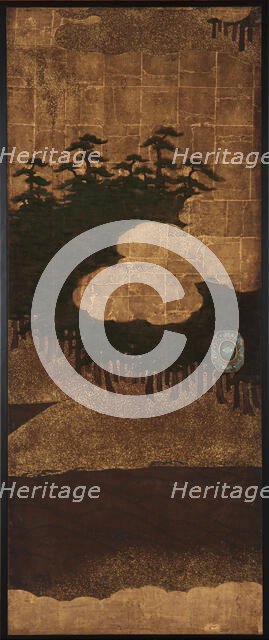 Pine trees, water and clouds, Edo period, 17th century. Creator: Unknown.