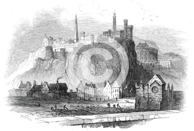 The Martyr's Obelisk, Edinburgh - (from the parapet of North Bridge), 1845. Creator: Smyth.