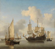 Ships at Anchor on the Coast, c.1660. Creator: Willem van de Velde the Younger.