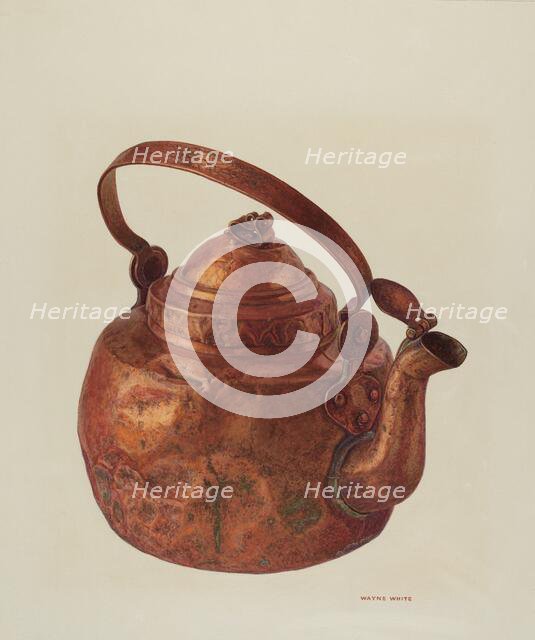 Copper Tea Kettle, c. 1940. Creator: Wayne White.