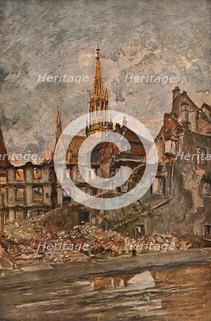 'En Alsace; Thann : le quartier ruine', 1916. Creator: Charles-Jules Duvent.
