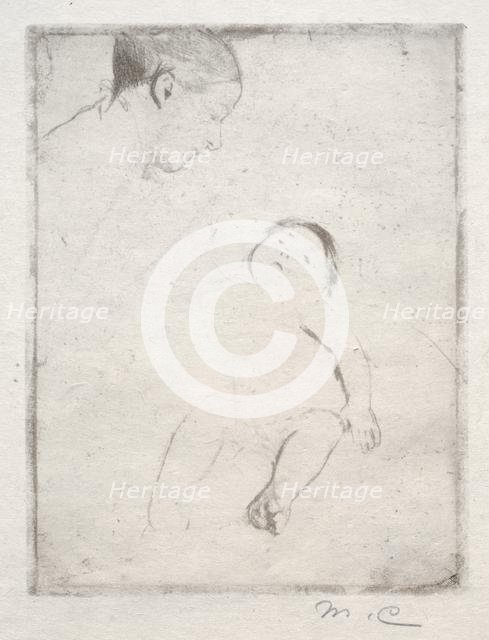 Bill Lying on his Mother's Lap, c. 1889. Creator: Mary Cassatt (American, 1844-1926).