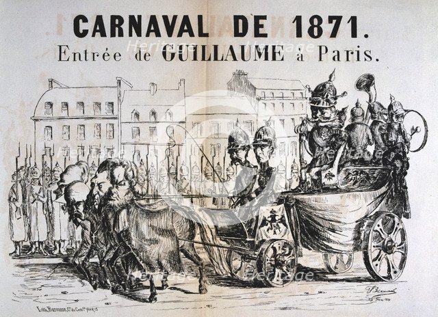 'Carnaval de 1871'; Wilhelm I of Prussia entering Paris, February 1871. Artist: Unknown