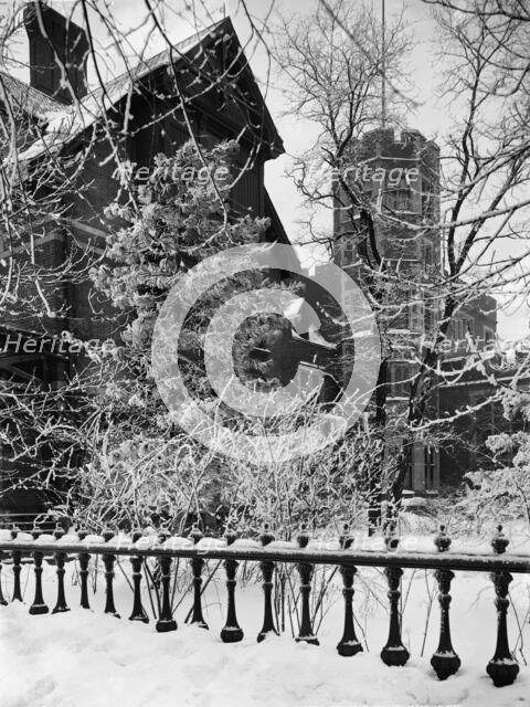 James E. Scripps house in snow, Detroit, Mich., between 1900 and 1905. Creator: Unknown.