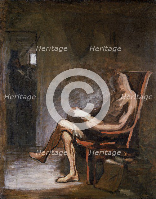 'Don Quixote reading', 1865-67. Artist: Honore Daumier.