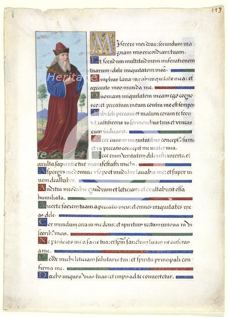 Leaf from a Book of Hours: King David, c. 1500. Creator: Jean Bourdichon (French, c. 1457-1521), circle of.