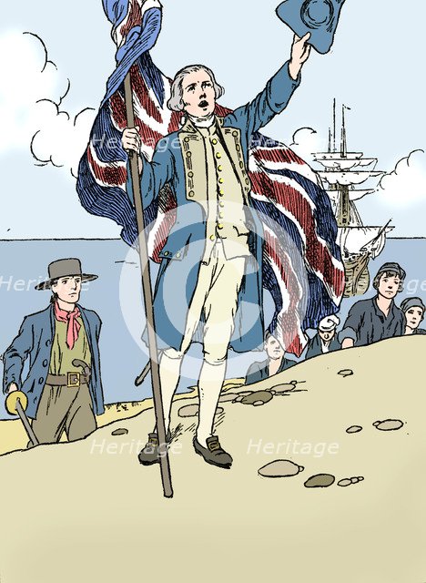 'Captain Cook Landing in Australia', 1912. Artist: Charles Robinson.