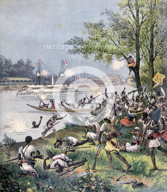 Attack on the Villagers of Dahomey by the French, 1892. Artist: Henri Meyer