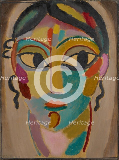 Mystical Head: Head of a Girl (Frontal), 1918. Creator: Javlensky, Alexei, von (1864-1941).