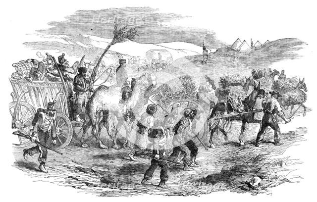 The Road to Sebastopol - Commissariat Waggons, Conveyances of Fascines, etc, 1854. Creator: Unknown.