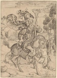 Saint Christopher on Horseback, c. 1490. Creator: Master IAM of Zwolle.