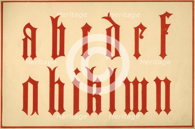 Alphabet, letters a-n, lower case. Artist: Unknown.