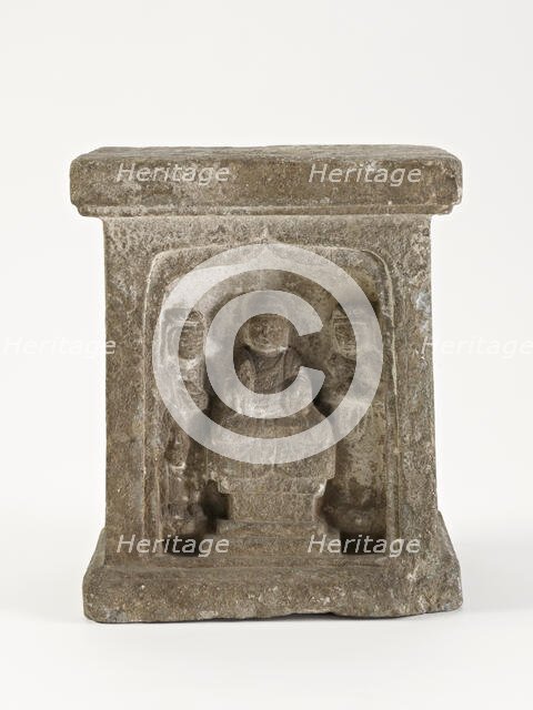 Pedestal with Buddha, bodhisattvas, and monks, Sui dynasty, 581-618. Creator: Unknown.