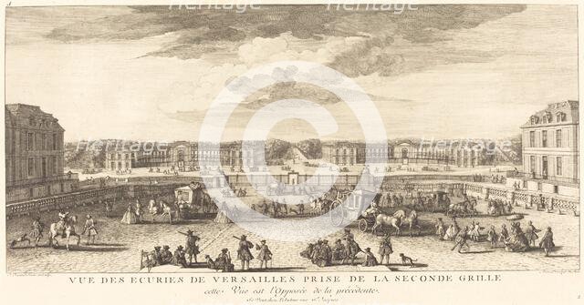 Vue des Ecuries de Versailles Prise de la Seconde Grille. Creator: Jacques Rigaud.