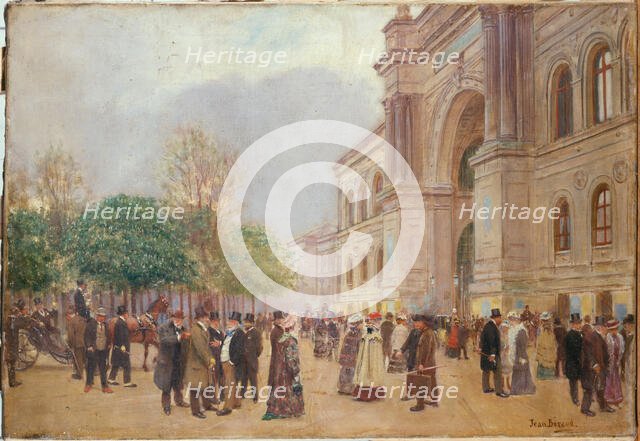 Leaving the Salon, at the Palais de l'Industrie, c1890. Creator: Jean Beraud.