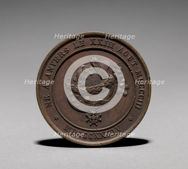 Medal: Gustaf Wappers (reverse), 1800s. Creator: Unknown.