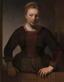 Young Woman at an Open Half-Door, 1645. Creators: Rembrandt Harmensz van Rijn, Workshop of Rembrandt.
