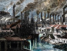 Industrial Revolution: Vivian's copperworks, Hafod, Swansea, Wales, 1870. Creator: Durand-Brager, Jean-Baptiste (1814-1879).