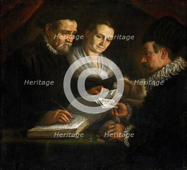 The money-changer Orazio Lago, his wife and a client.