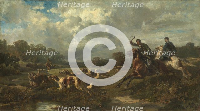 Grand Duke Vladimir Alexandrovich of Russia (1847-1909) on a Wolf Hunt. Artist: Frenz, Rudolf Ferdinandovich (1831-1918)