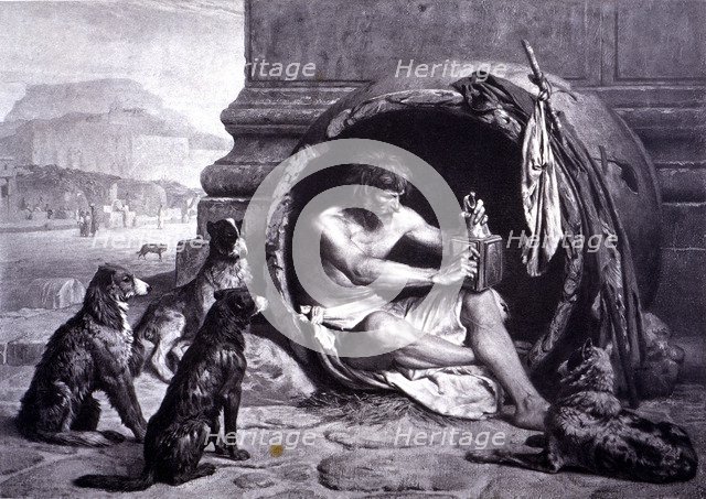 Diogenes 'the Cynic' (413-327 a.BC), Greek philosopher, engraving of 1880.
