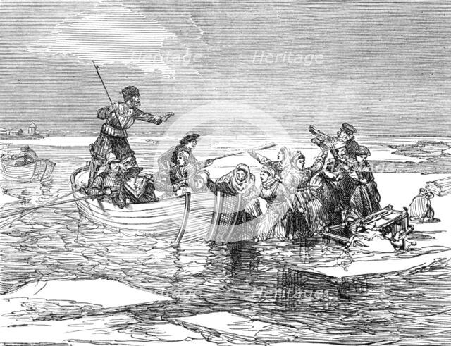 Russian villagers on floating ice, 1874. Creator: Unknown.
