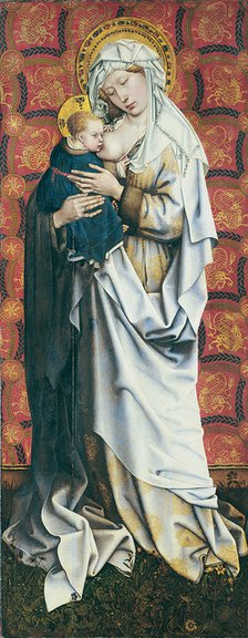 The Flémalle Panels: Virgin suckling the Child. Artist: Campin, Robert (ca. 1375-1444)
