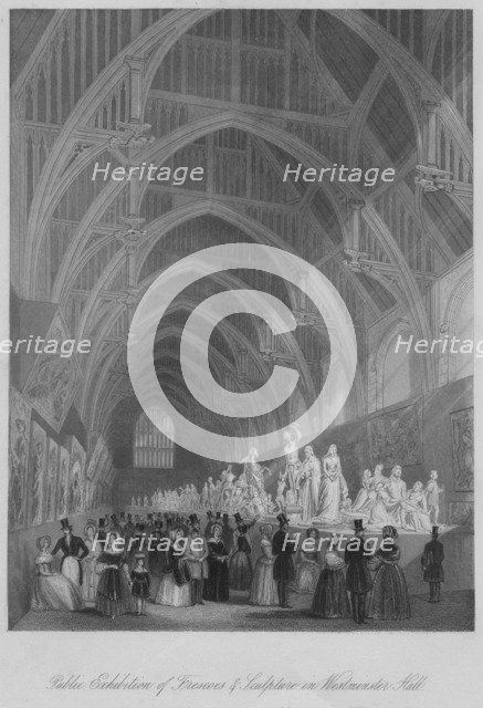 'Public Exhibition of Frescoes & Sculpture in Westminster Hall', c1841. Artist: William Radclyffe.