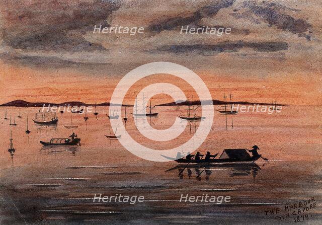Singapore: sunset over the harbour, 1879. Creator: John Edmund Taylor.