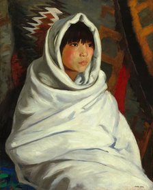 Indian Girl in White Blanket, 1917. Creator: Robert Henri.