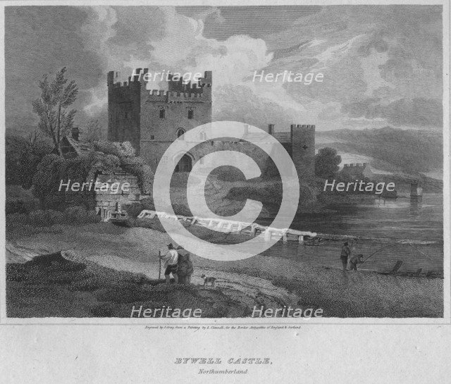 'Bywell Castle, Northumberland', 1814. Artist: John Greig.