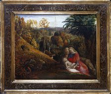 Landscape with the Repose of the Holy Family (Rest on the Flight into Egypt), 1824-1825. Artist: Samuel Palmer.