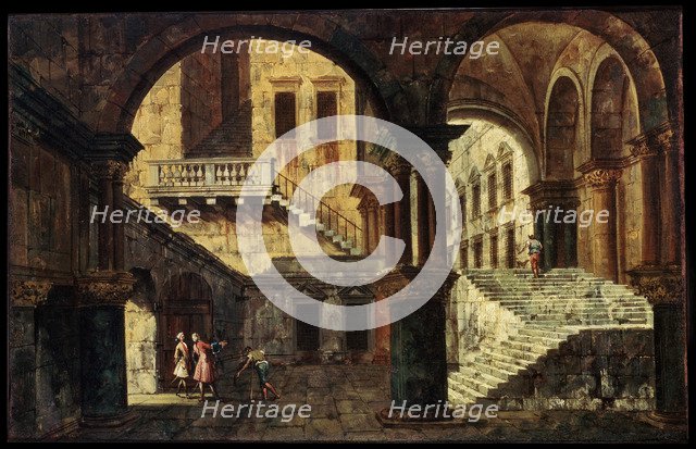 'Courtyard with a Staircase', 1730s. Artist: Michele Marieschi