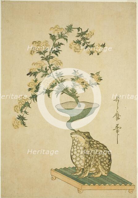 An Arrangement of Valerian (Ominaeshi) and Chinese Bell Flowers (Kikyo), Japan, c. 1796. Creator: Kitagawa Utamaro.