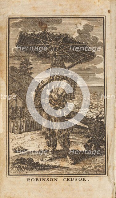 Frontispiece, Robinson Crusoe by Daniel Defoe, 1721. Creator: Picart, Bernard (1673-1733).