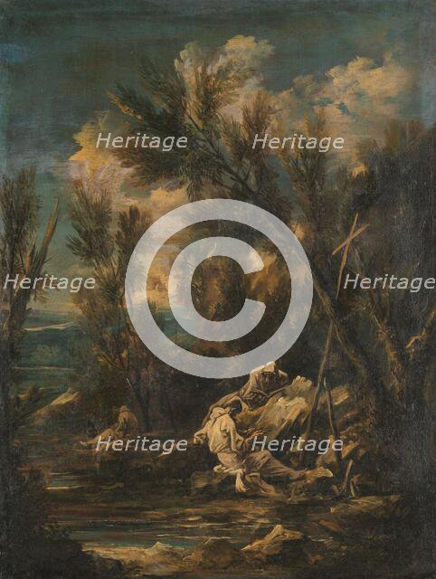 Carthusian Monks in a Landscape, 1700-1749. Creator: Alessandro Magnasco.