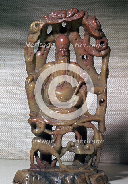 Soapstone Chinese statuette of Shou-lao, 17th century. Artist: Unknown